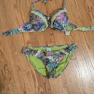 Lucky Brand Multicolor Paisley Bikini